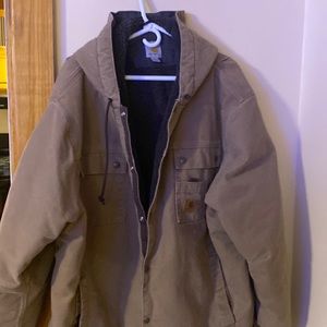 RELAXED FIT WASHED DUCK SHERPA-LINED UTILITY JACKET XXL COLOR SANDSTONE